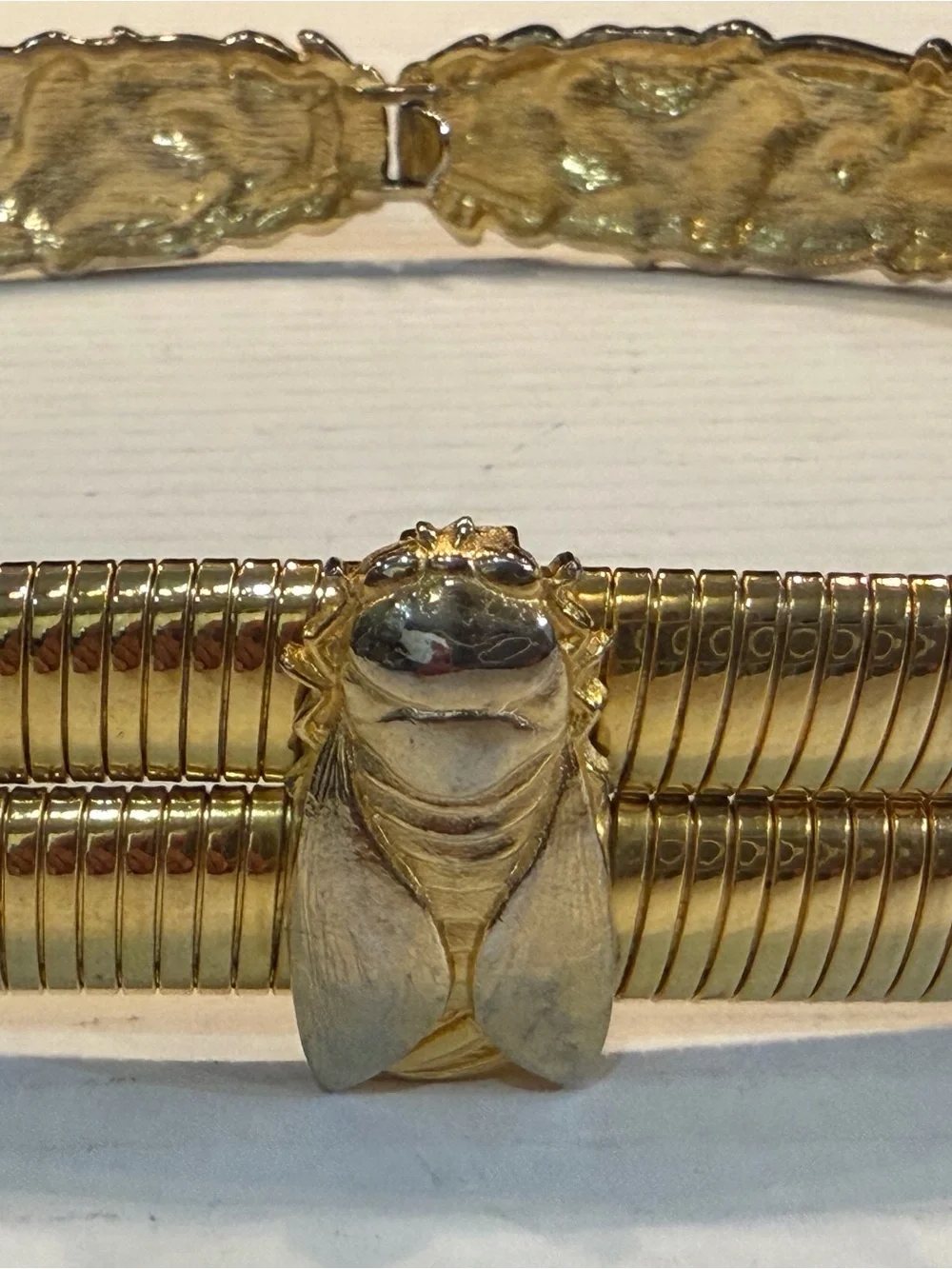 Vintage 1980s Judith Leiber Two-Tone GardenInsect Double Snake Chain Belt